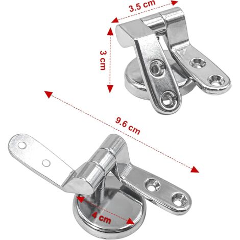 2 cerniere per mensole WC, coppia di cerniere per sedili WC, cerniere per sedili WC, cerniere per WC, cerniere per sedili ad acqua, raccordi inclusi