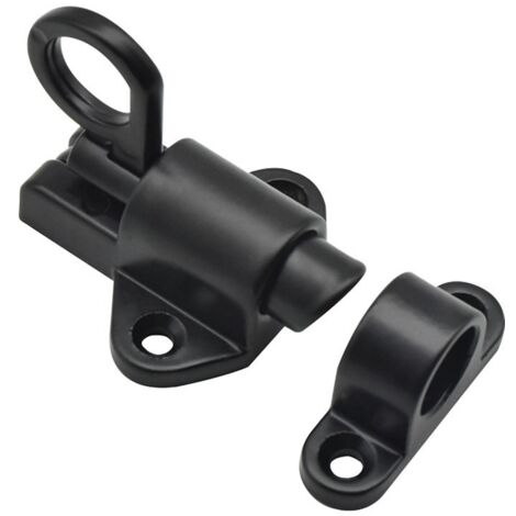 2 cerraduras de seguridad con resorte, pestillo de aleación de aluminio con tornillos, cerradura automática para puertas de madera, ventanas y puertas de armarios (negro)