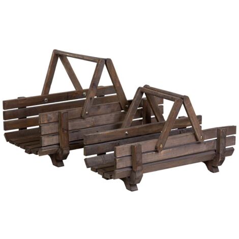 2 cestas de madera con asas abatibles 61.5x38x43h- 59x27x35.5h cm