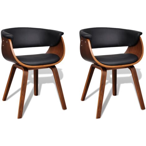 2 Chaises de cuisine salon salle à manger design noir bois - Bois