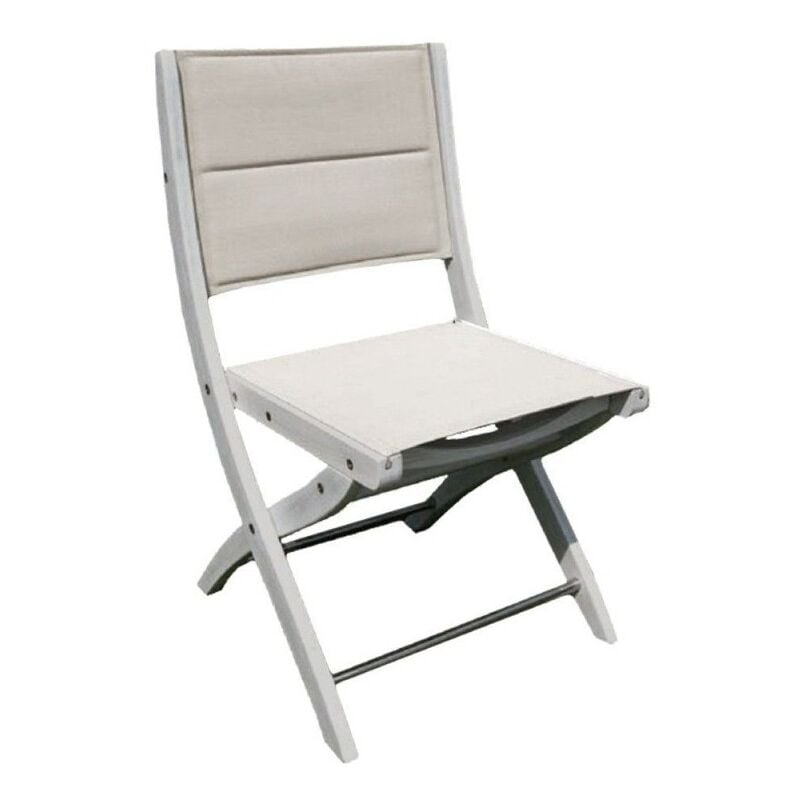Chaise en bois d'acacia 2 pièces avec siège en tissu pliant gris pour jardin extérieur