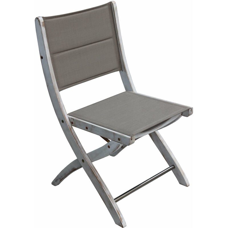 Acacia wooden outdooor placking avec dos et assis dans des tissus Textilene Grey - Grey
