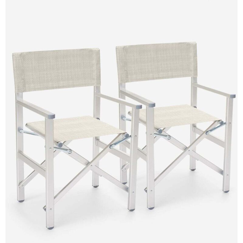 2 Chaises de plage pliantes portables en textilène aluminium Regista Gold Stock - Gris