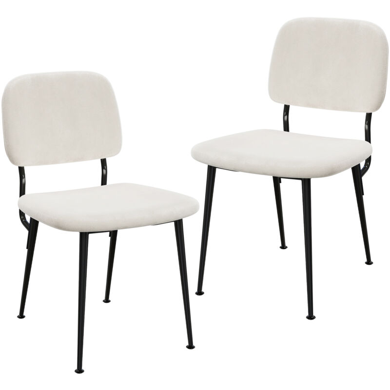 Sifree - 2 chaises de salle à manger à dossier haut en velours, chaise de cuisine rembourrée blanche, chaise de conférence ergonomique, charge