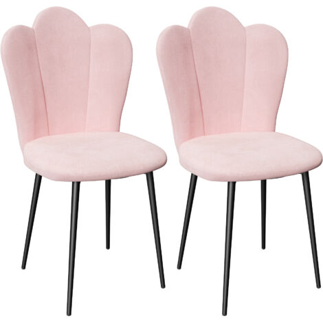 2 chaises de salle à manger à dossier haut en velours, chaise de cuisine rembourrée rose, chaise de conférence ergonomique, charge maximale 130 kg