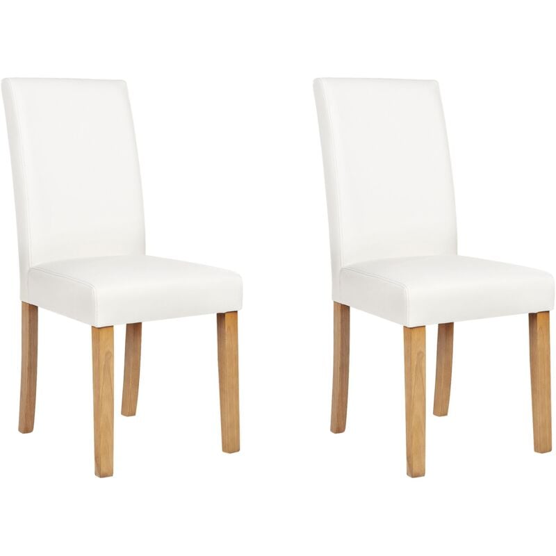 Beliani - Lot de 2 Chaises en Cuir pu Marron Pieds en Bois de Pin Blanc Haut Dossier Broadway