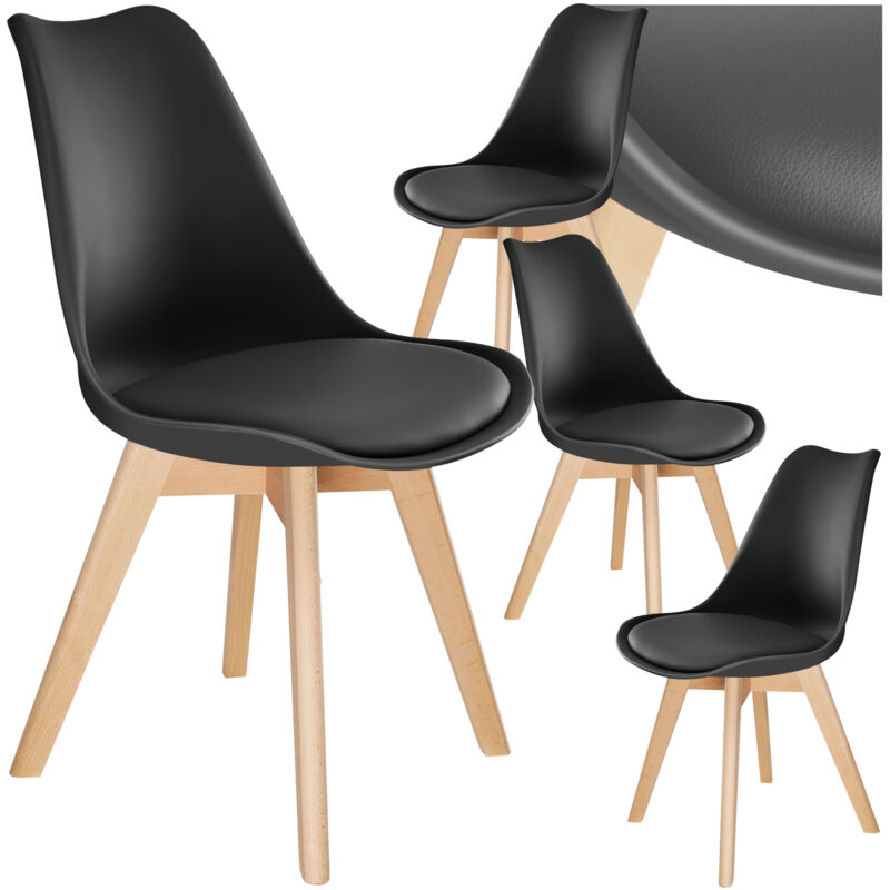 Lot 4 chaises salle à manger style scandinave forme ergonomique noir