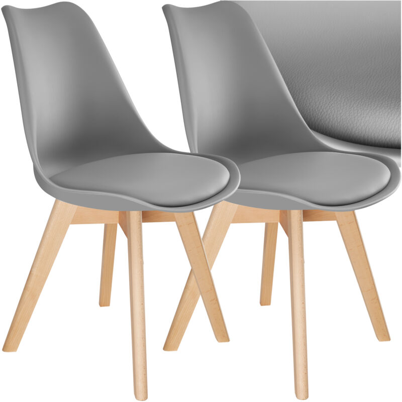 Tectake - Lot 2 chaises salle à manger style scandinave forme ergonomique gris