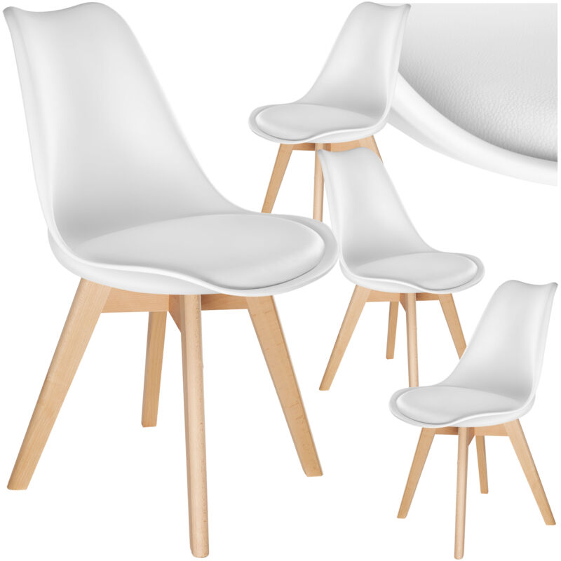 Lot 4 chaises salle à manger style scandinave forme ergonomique blanc