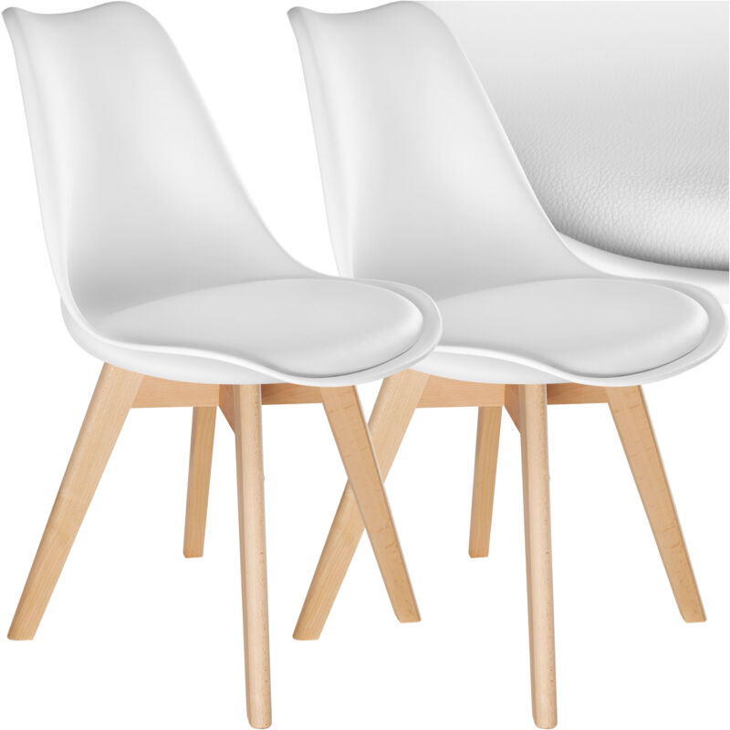 Tectake - Ensemble de 2 chaises de salle à manger rembourrées ergonomiques blanc