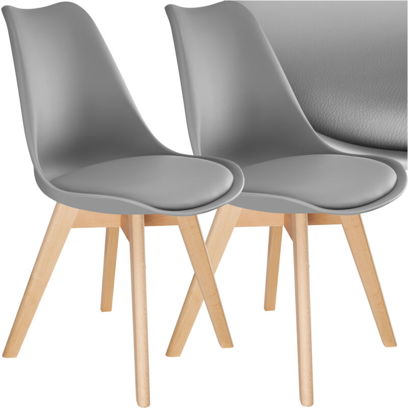 Tectake - Ensemble de 2 chaises de salle à manger rembourrées ergonomique gris
