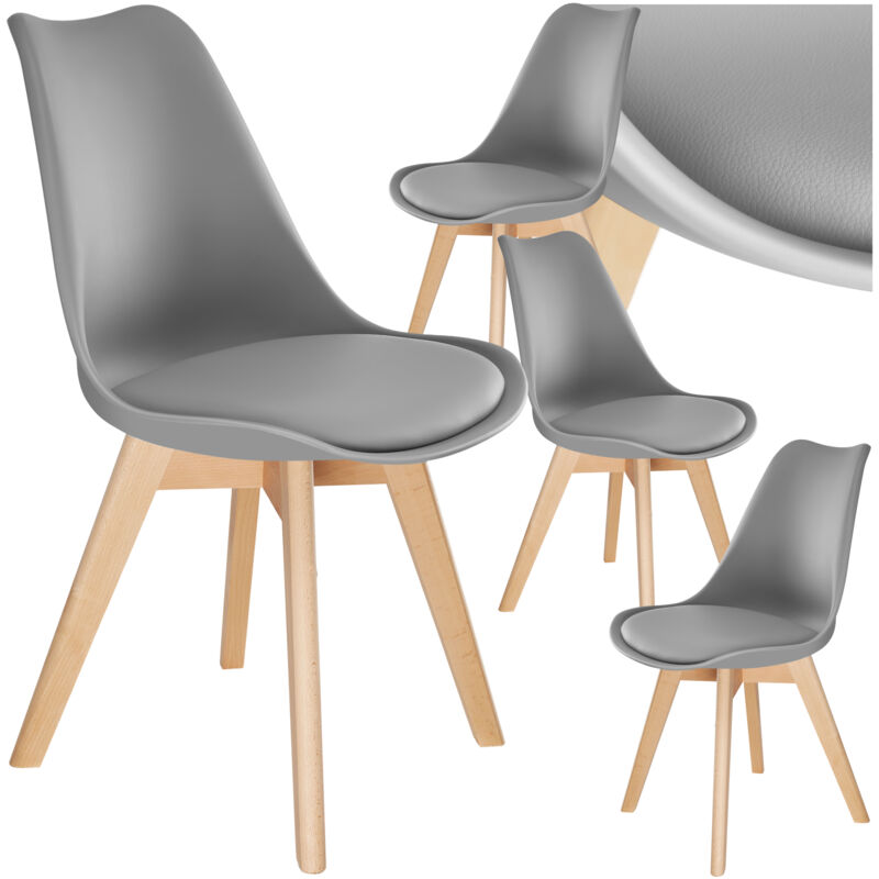 Ensemble 4 chaises de salle à manger rembourrées ergonomiques gris