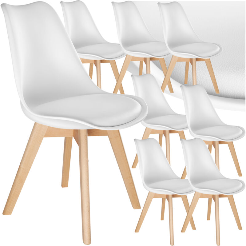 Tectake - Ensemble de 8 Chaises de Salle à Manger rembourrées ergonomiques blanc