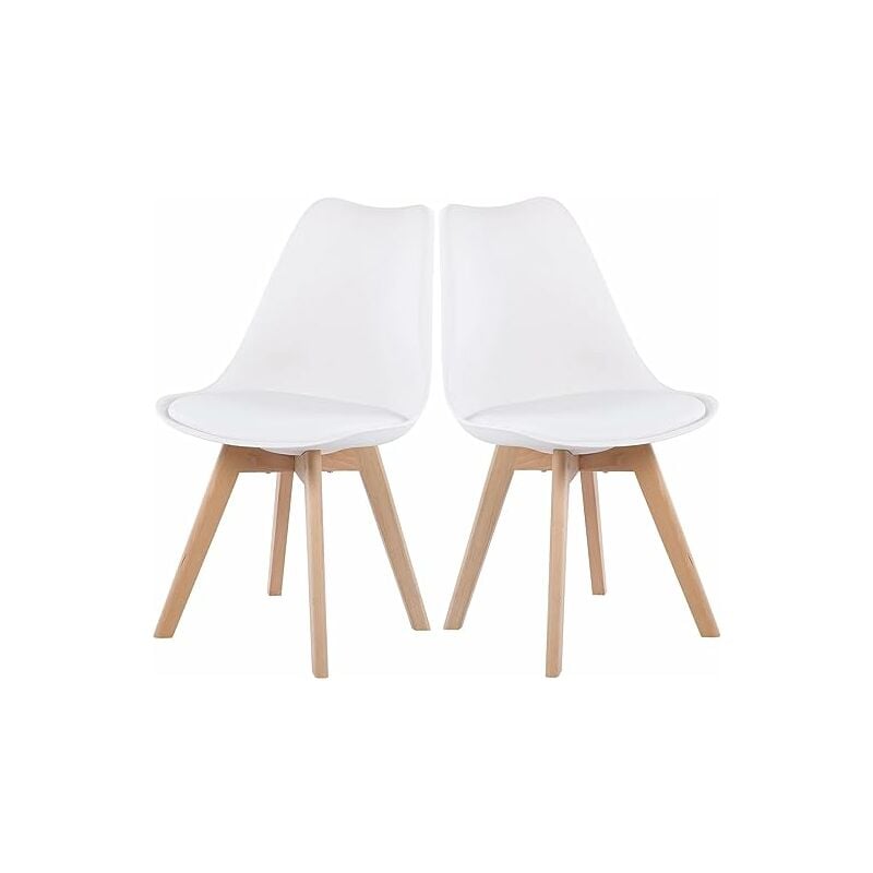 Lot de 2 chaises de salle à manger design contemporain scandinave-Blanc