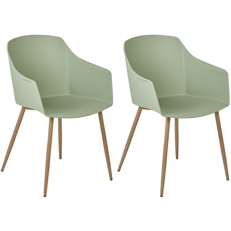 Beliani - Lot de 2 Chaises de Repas en Matière Synthétique Vert Clair à Accoudoirs Fonda ii
