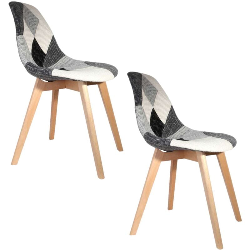 2 Chaises design scandinave Patchwork