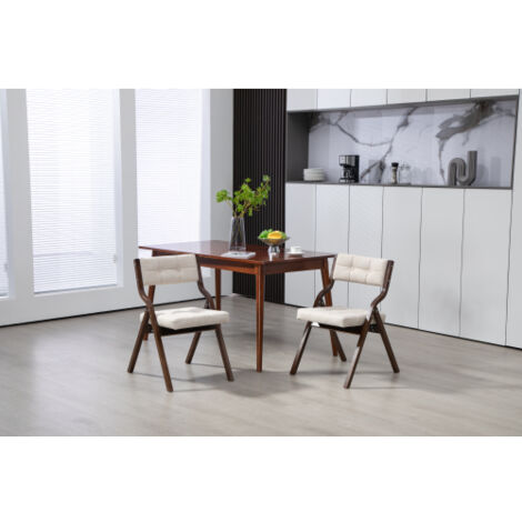 2 chaises pliantes avec coussin, adaptées pour recevoir des invités, cuisine, bureau, mariages et fêtes - Beige
