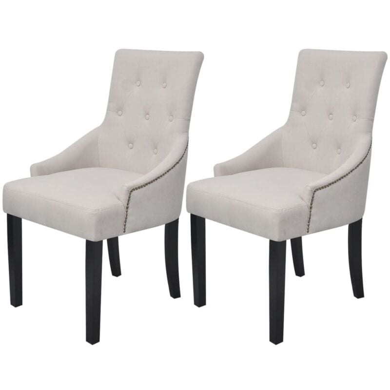 Chaises à manger lot de 2 gris crème tissu Vidaxl