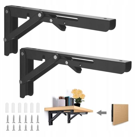 2 CHARNIÈRES DE TABLE PLIANTES, SUPPORTS D'ÉTAGÈRE TRIANGULAIRES PLIANTS