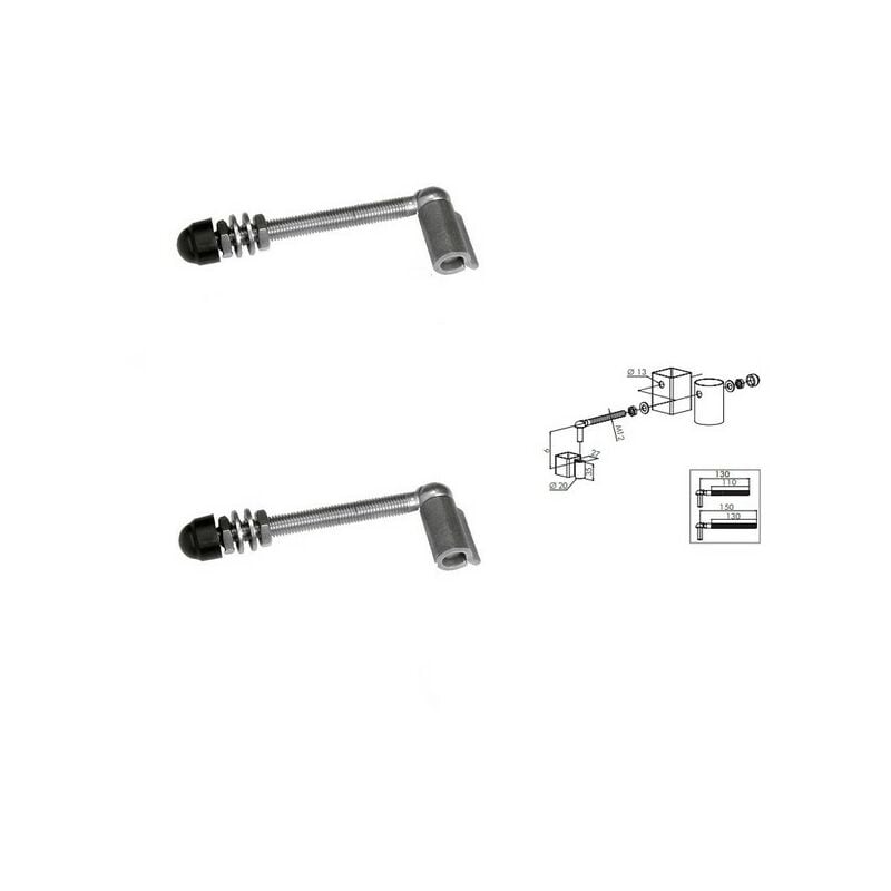 2 charnières M12 pr portillon de jardin avec 2 supports à souder l 130mm Locinox