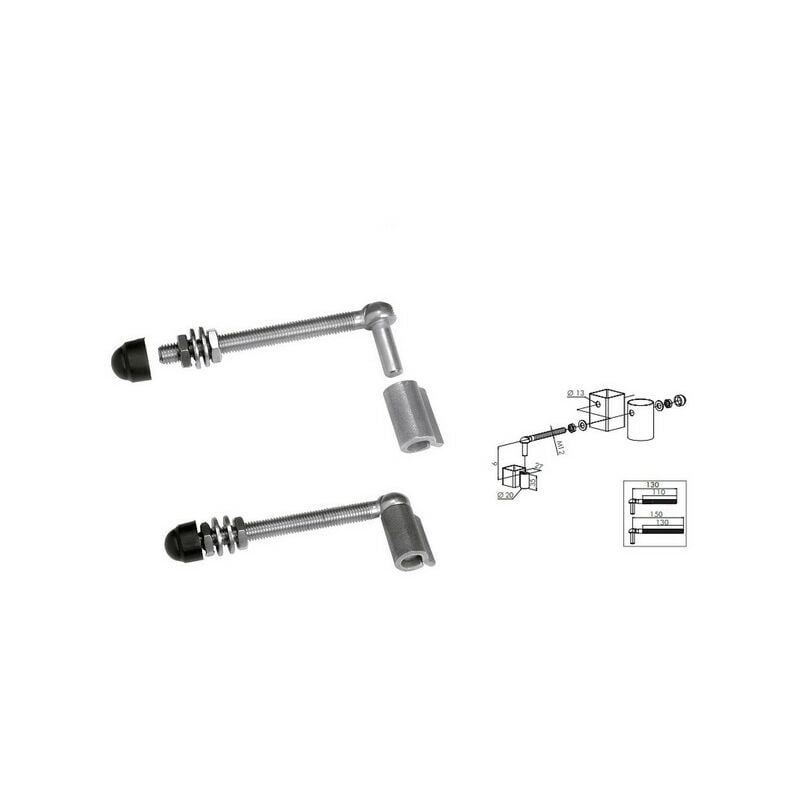 2 charnières M12 pr portillon de jardin avec 2 supports à souder l 150mm Locinox