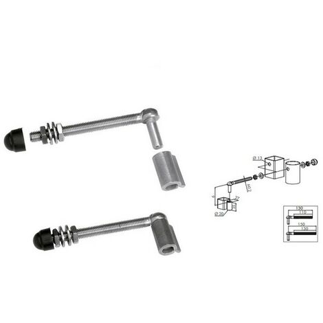 2 charnières M12 pr portillon de jardin avec 2 supports à souder L 150mm LOCINOX - GAM12150.