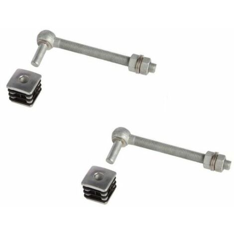 2 charnières M16 bouchons alu 40x40mm pour portillon de jardin, L 160mm LOCINOX