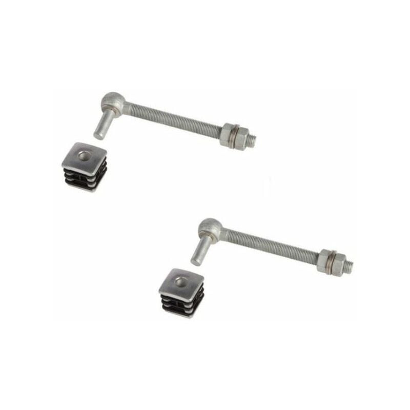 2 charnières M16 bouchons alu 40x40mm pour portillon de jardin, l 160mm Locinox