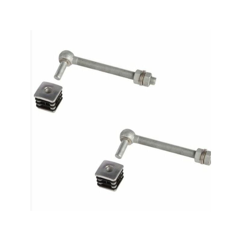 2 charnières M16 bouchons alu 40x40mm pour portillon de jardin, l 180mm Locinox