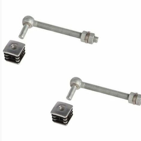 2 charnières M16 bouchons alu 40x40mm pour portillon de jardin, L 180mm LOCINOX