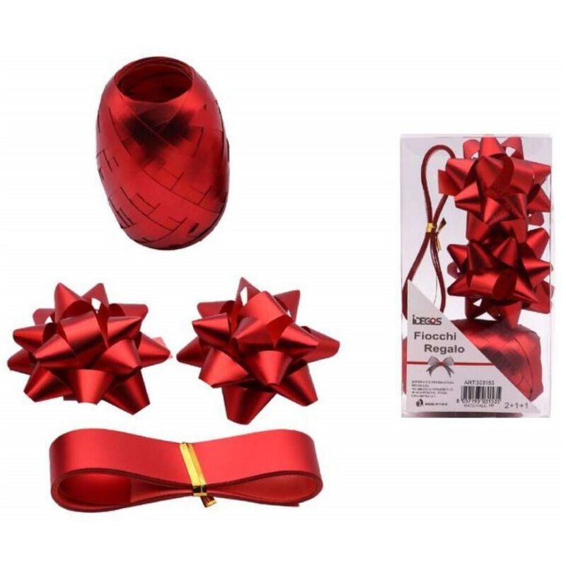 Lot De 2 Cocardes 1 Rouleau 1 Ruban Cocarde Brillante Décorations Pour Boîte Cadeau Rouge