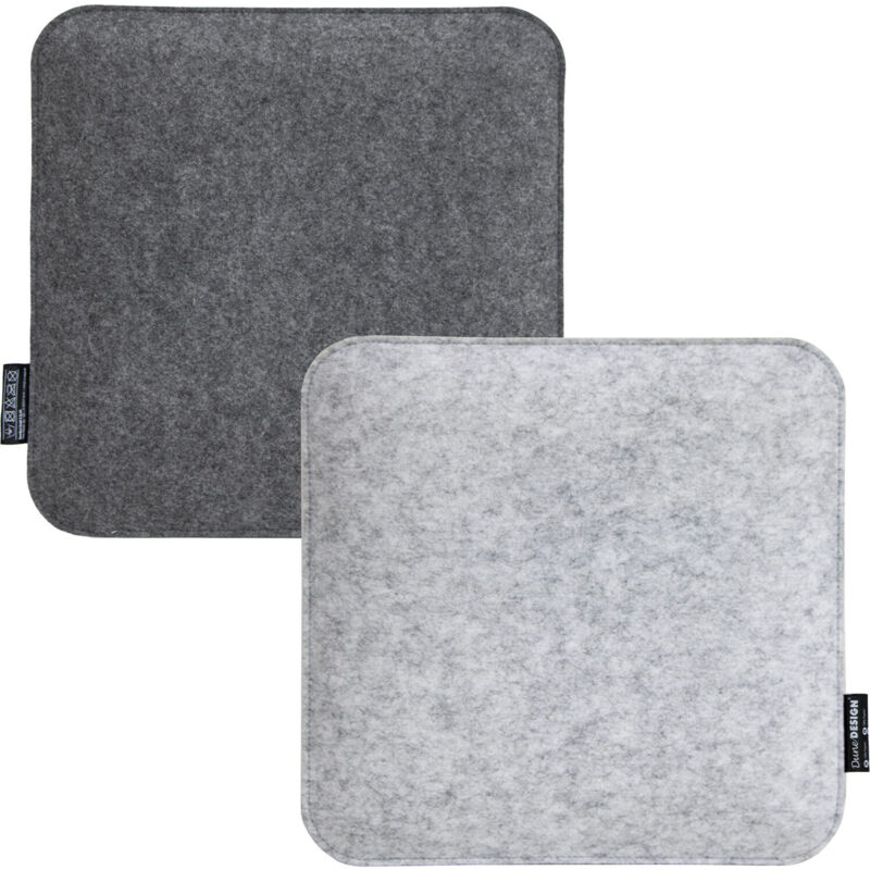 

Dunedesign - 2 Cojínes Asiento Fieltro Cuadrado 35x35x2,5cm Almohadilla Silla Reposo Gris
