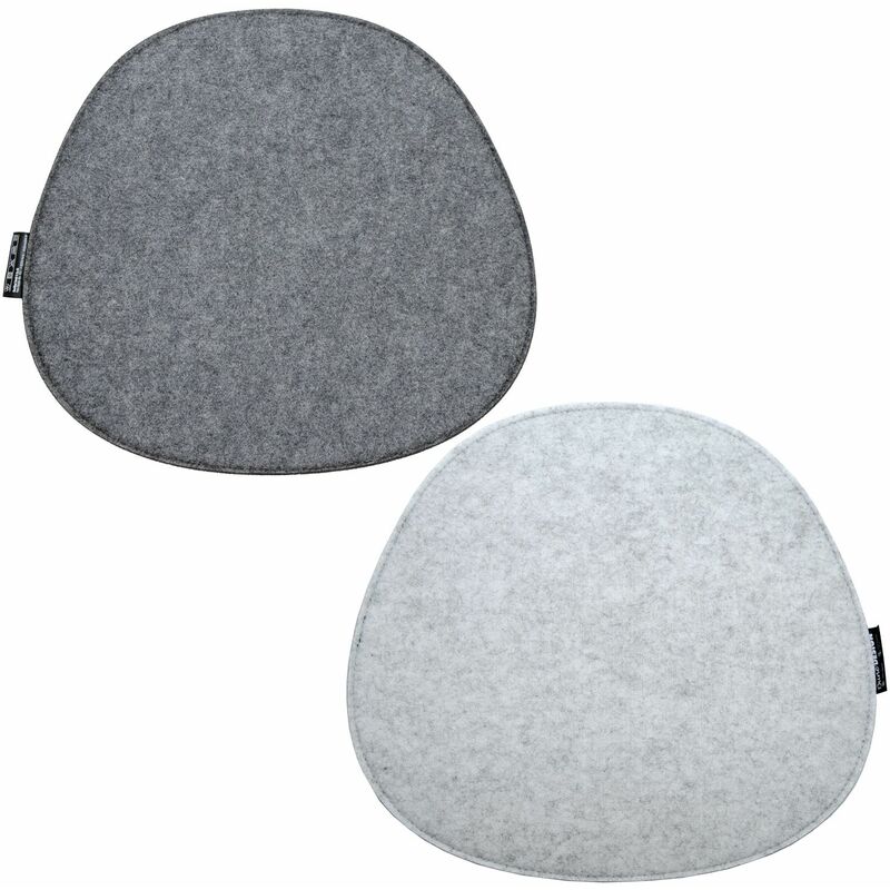 

Dunedesign - 2 Cojines de asiento de Fieltro para Sillas 40x37x0,8 cm Ovalado Bicolor Gris