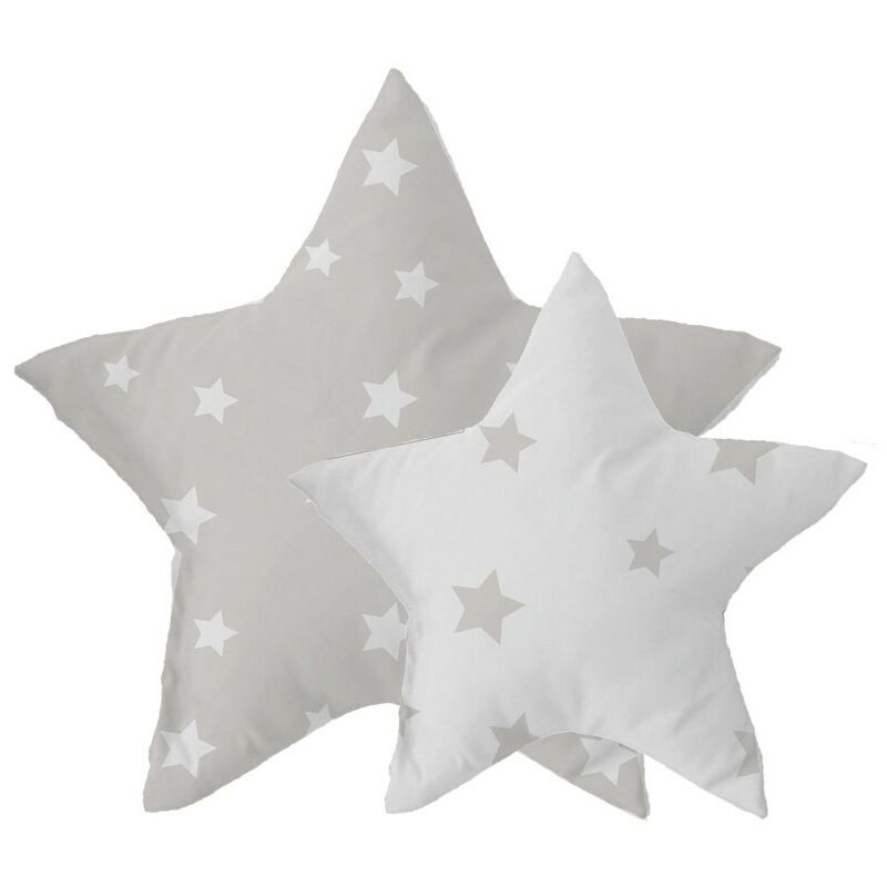 

2 Cojines Forma Estrella Star Marrón Grisáceo Juvenil Decoracion Infantil 50 Cm Y 30 Cm
