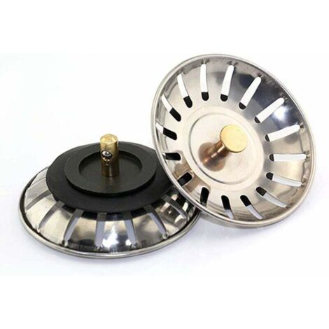 2 coladores universales de 8 cm para fregadero de cocina de acero inoxidable, doble capa, para cocina y baño.