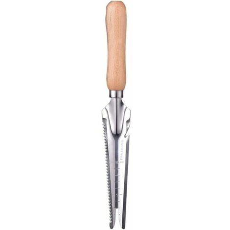 2 coltelli per tosaerba in acciaio inossidabile, pala per diserbo da giardino, taglierina manuale in acciaio inossidabile con manico in legno, attrezzi per scavare, trapiantare e diserbare