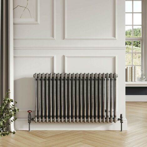 2 Column Raw Metal Horizontal Column Radiator 600mm High 636mm Wide