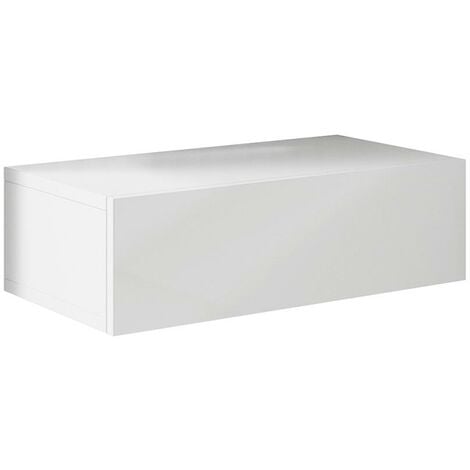 MUEBLES BONITOS Pack di 2 Comodini 1 Cassetto Cassetiera Tavolino Camera da Letto Mobiletto Design Moderno Sospeso Comò 46x15x35cm Modello Europa Bianco Finitura Lucida