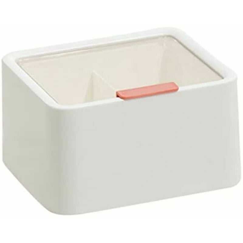 2 Compartment White Cotton Swab Ball Holder Jar Dispenser With Lid For Bathroom Plastic