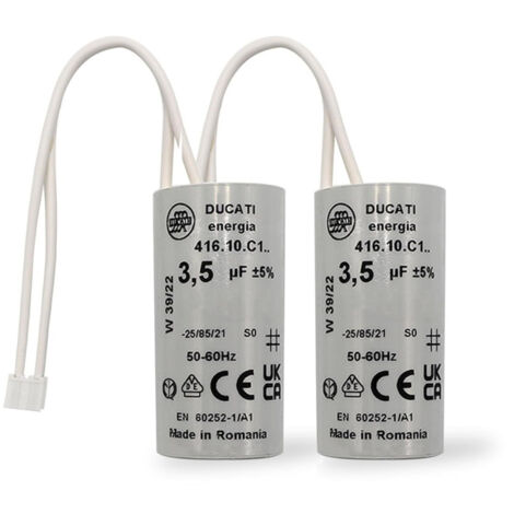 2 Condensateurs, 3,5 uF, à Connecteurs, pour Moteur Volet Roulant Bubendorff