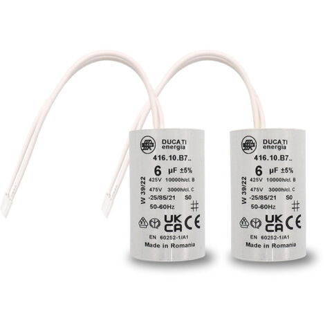 2 Condensateurs, 6 uF, à Connecteurs, pour Moteur Volet Roulant Bubendorff