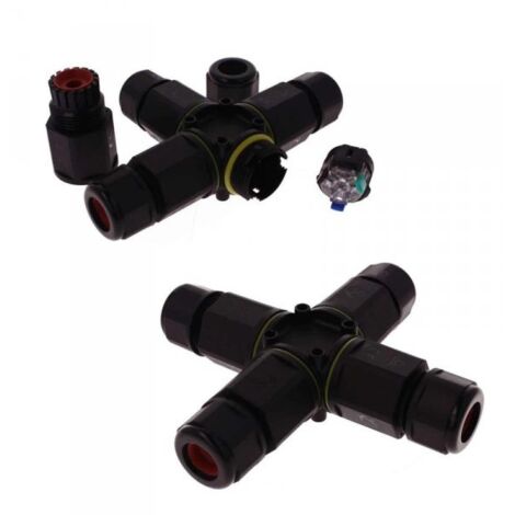 2 Connettori Giunta X IP68 Senza Viti 3 Posti per Cavo Elettrico 6 12mm 122x30mm