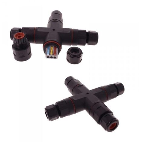 2 Connettori Giunta X IP68 Senza Viti 3 Posti per Cavo Elettrico 6 12mm 150x30mm