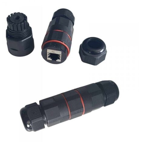 2 Connettori Rete RJ45 IP68 Forma I Manicotto Collegamento Cavo Esterno 105x30mm