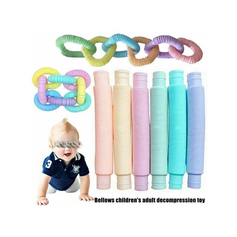 Image of 12 Tubi Luminosi Led Pop Antistress Giocattolo Sensoriale Per Bambini Stretch