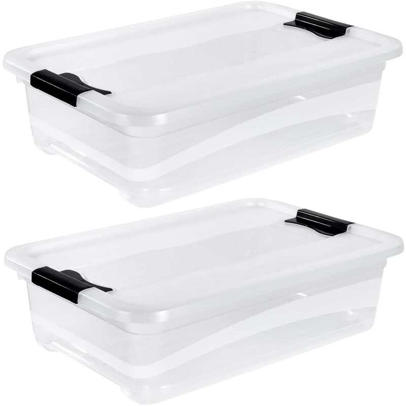 Image of 2 contenitori con coperchio, in plastica, trasparente, 28 l