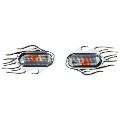 2 contours de repetiteurs chromes -Flaming- compatible avec VW et Seat