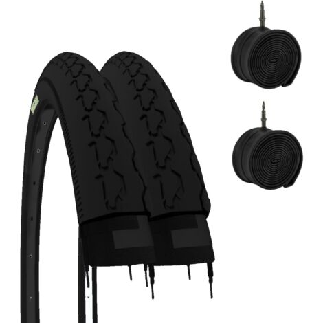 2 COPERTONI 24 X 1 3/8 (37-540) + CAMERE D'ARIA PNEUMATICI NERI COPERTURE CARROZZINA/SEDIA A ROTELLE 24