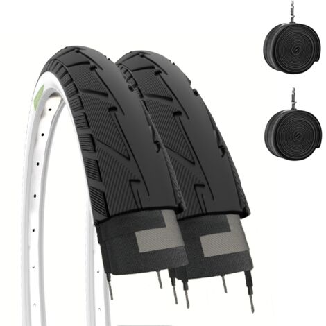 2 COPERTONI 26 X 1.75 + CAMERE PNEUMATICI BIANCONERI STRADALI SLICK CITY BIKE