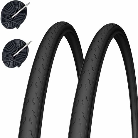 2 COPERTONI 700 X 23 + 2 CAMERE D'ARIA BICI DA CORSA NERO (23-622)